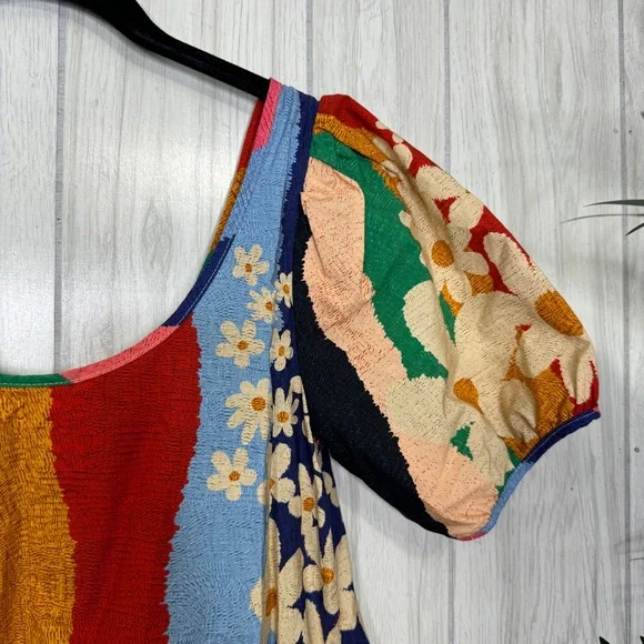 Farm Rio Super Fun Daisy Mini Dress Puff Sleeve size XS Extra Small - Picture 8 of 11